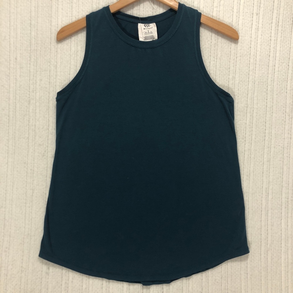 Champion C9 Womens Teal Blue Racerback Athletic Tank Top Size S High Neck - Picture 3 of 7